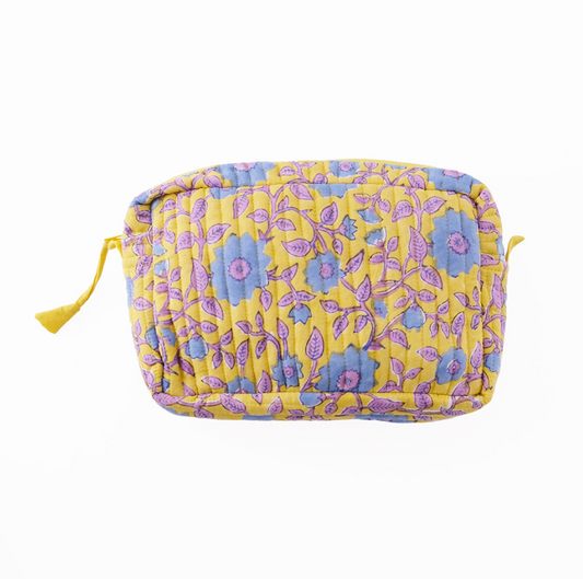 ブロックプリントのキルティングポーチ :インド製