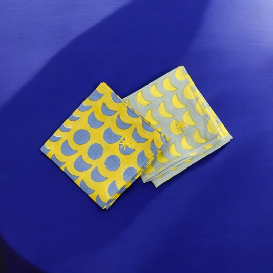月の満ち欠けハンカチ:インド製