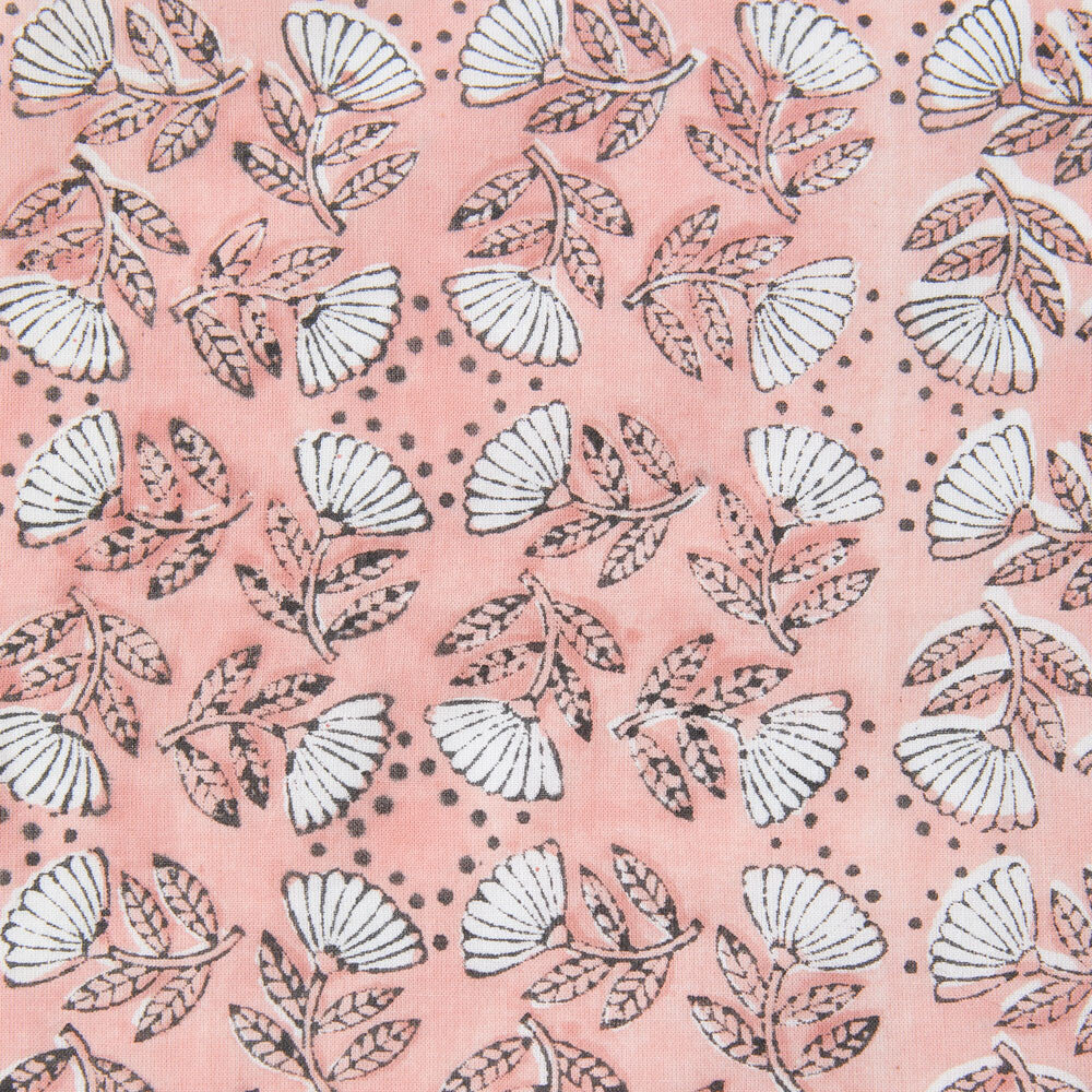 フラワー柄 インディアンブロックプリントハンカチ：インド製