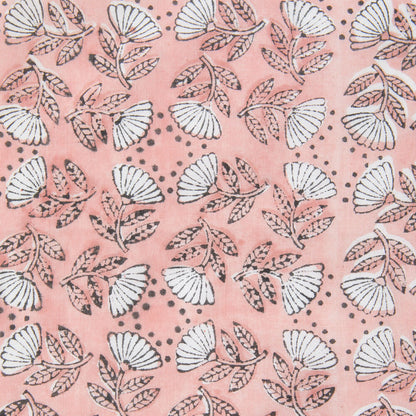 フラワー柄 インディアンブロックプリントハンカチ：インド製