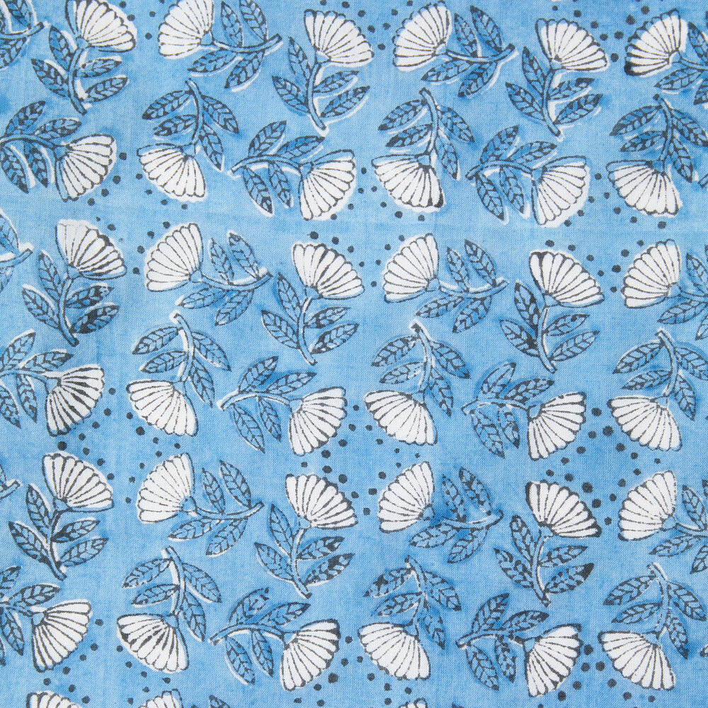 フラワー柄 インディアンブロックプリントハンカチ：インド製