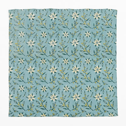 ポインセチア柄 インディアンブロックプリント ハンカチ：インド製