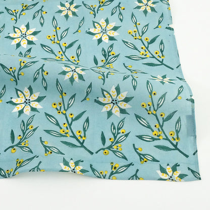 ポインセチア柄 インディアンブロックプリント ハンカチ：インド製